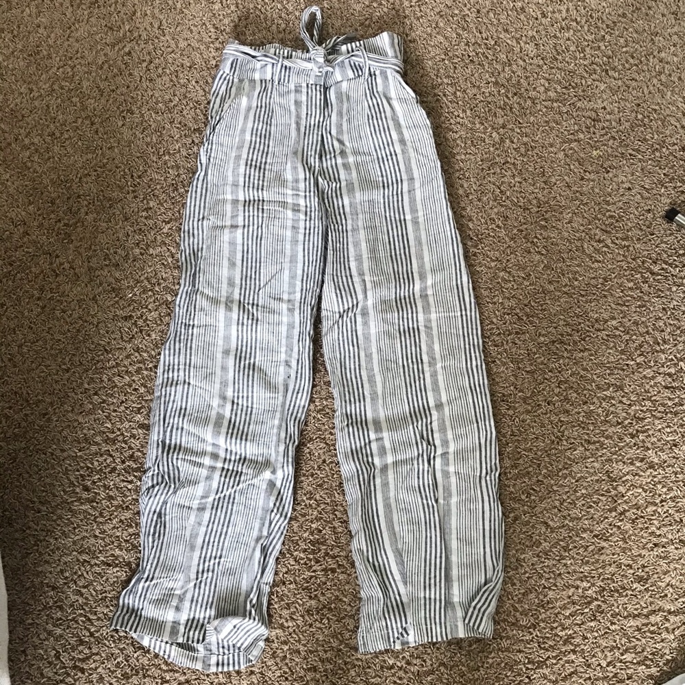 strip flowy pants